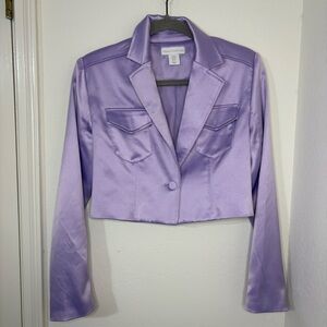 House of Harlow 1960 Gianna Cropped Satin Blazer in lilac